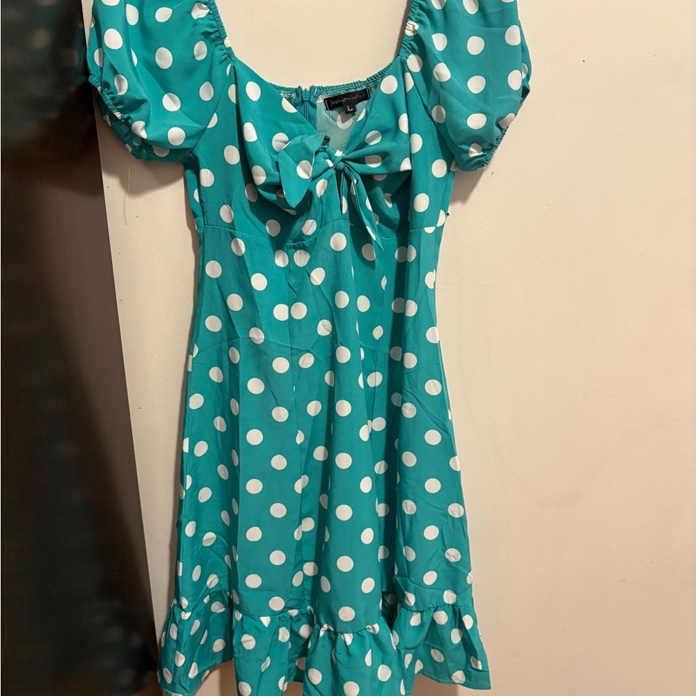 Teal Polka Dot Juniors Dress